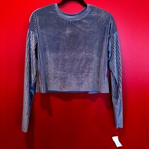 The Impeccable Pig - Long Sleeve Cropped Top - Blue Mist